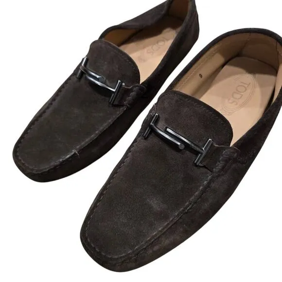 Tod's Driver Loafer Men's 9 Brown Suede Slip On Low Top Flat Closed Toe Casual S