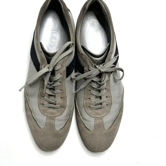 TOD'S Shoes Men’s Size 7.5, US 9 beige Black Suede Leather Italy Italian