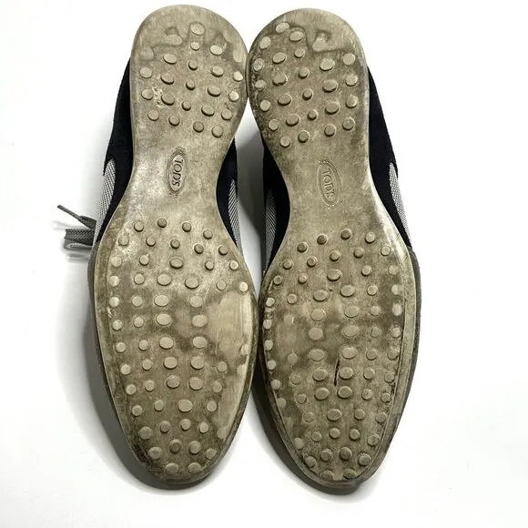 TOD'S Shoes Men’s Size 7.5, US 9 beige Black Suede Leather Italy Italian