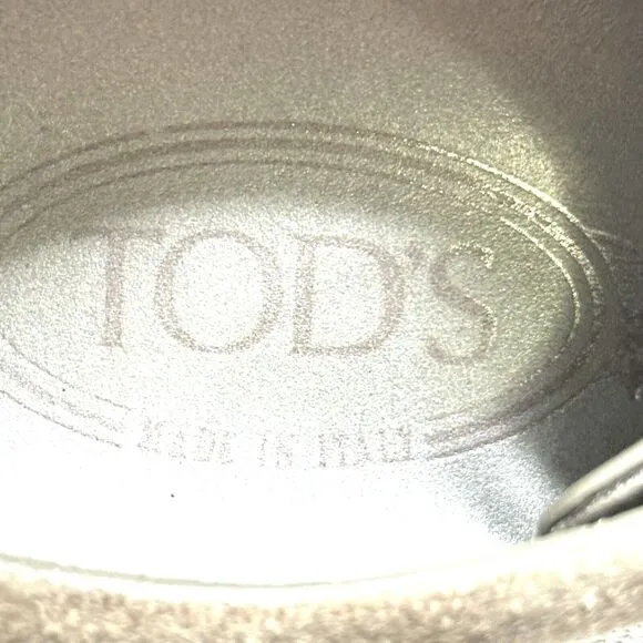 TOD'S Shoes Men’s Size 7.5, US 9 beige Black Suede Leather Italy Italian