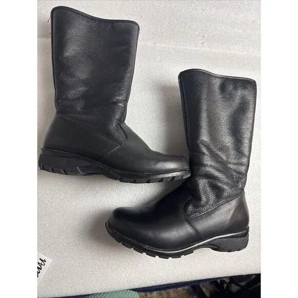 TOE WARMERS CANADA BLACK Leather FUR LINED Zip up Winter BOOTS T08668 WOMEN 8W
