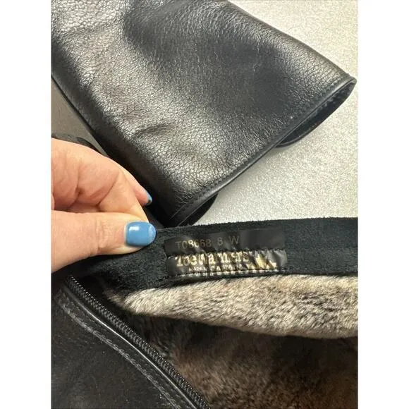TOE WARMERS CANADA BLACK Leather FUR LINED Zip up Winter BOOTS T08668 WOMEN 8W