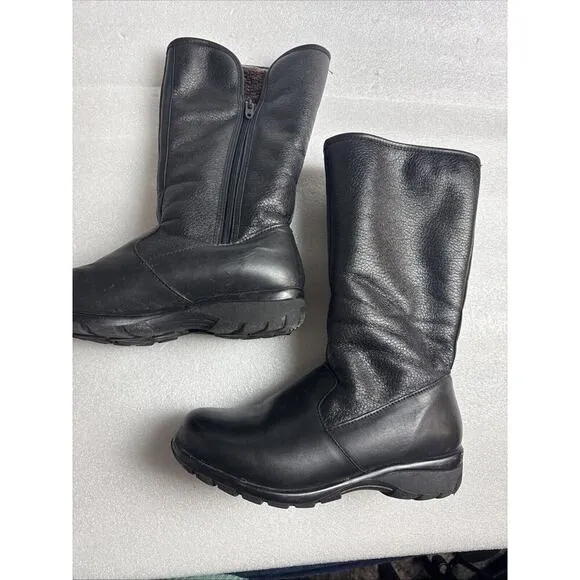 TOE WARMERS CANADA BLACK Leather FUR LINED Zip up Winter BOOTS T08668 WOMEN 8W