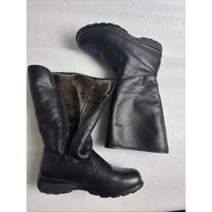 TOE WARMERS CANADA BLACK Leather FUR LINED Zip up Winter BOOTS T08668 WOMEN 8W