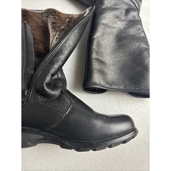 TOE WARMERS CANADA BLACK Leather FUR LINED Zip up Winter BOOTS T08668 WOMEN 8W