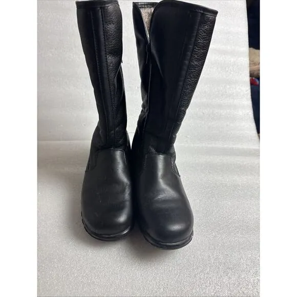TOE WARMERS CANADA BLACK Leather FUR LINED Zip up Winter BOOTS T08668 WOMEN 8W