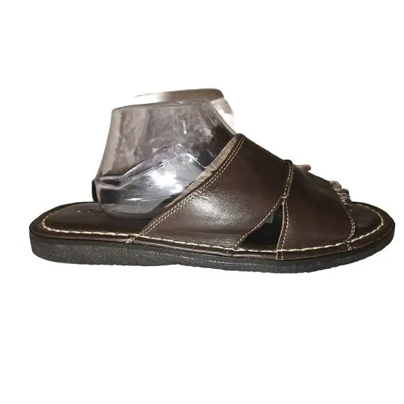 Tommy Bahama Men's Vero Beach Slide Sandals Espresso Brown Premium Leather Sz 11