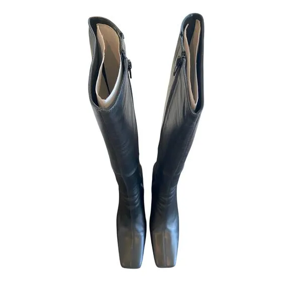 Tony Bianco Fantasy Boots Leather Knee High Square Toe Classy Blck Venice Sz 9.5