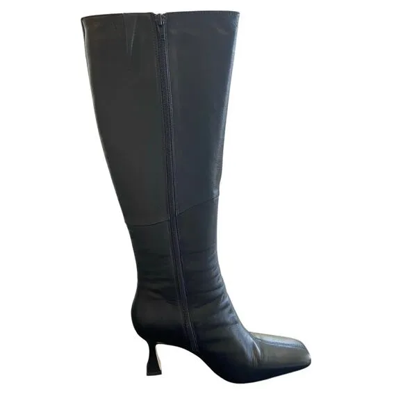 Tony Bianco Fantasy Boots Leather Knee High Square Toe Classy Blck Venice Sz 9.5