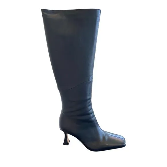 Tony Bianco Fantasy Boots Leather Knee High Square Toe Classy Blck Venice Sz 9.5