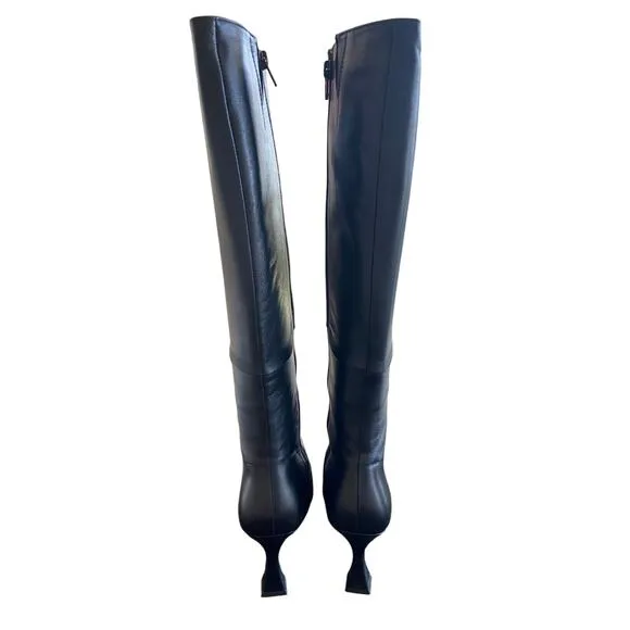 Tony Bianco Fantasy Boots Leather Knee High Square Toe Classy Blck Venice Sz 9.5