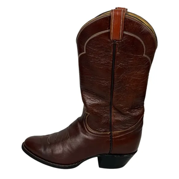 Tony Lama Cowboy Boots Style 5084 Mens 9 B Brown Leather Texas USA Vintage