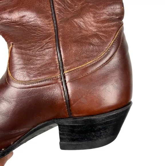 Tony Lama Cowboy Boots Style 5084 Mens 9 B Brown Leather Texas USA Vintage