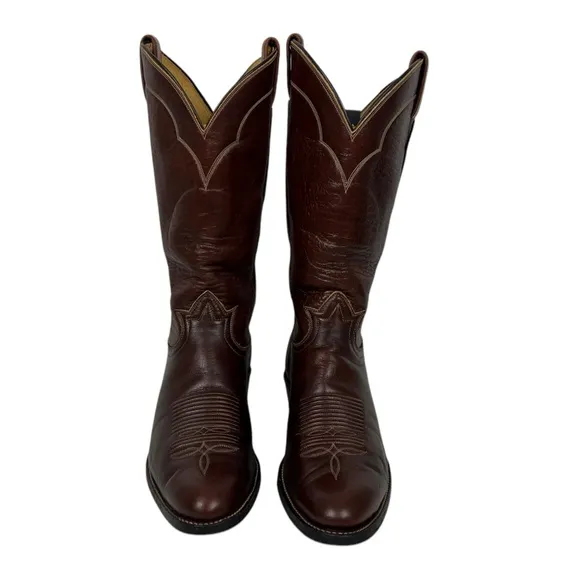Tony Lama Cowboy Boots Style 5084 Mens 9 B Brown Leather Texas USA Vintage