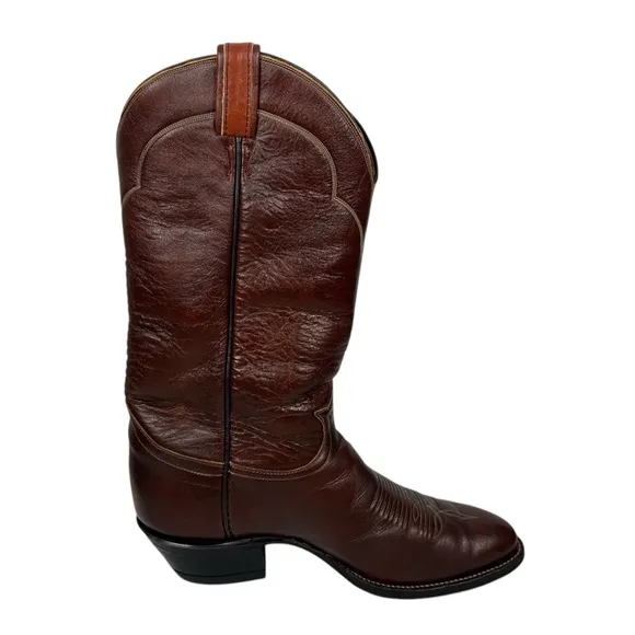 Tony Lama Cowboy Boots Style 5084 Mens 9 B Brown Leather Texas USA Vintage