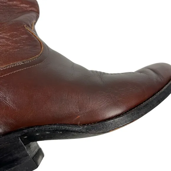 Tony Lama Cowboy Boots Style 5084 Mens 9 B Brown Leather Texas USA Vintage