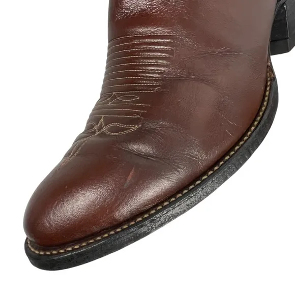 Tony Lama Cowboy Boots Style 5084 Mens 9 B Brown Leather Texas USA Vintage