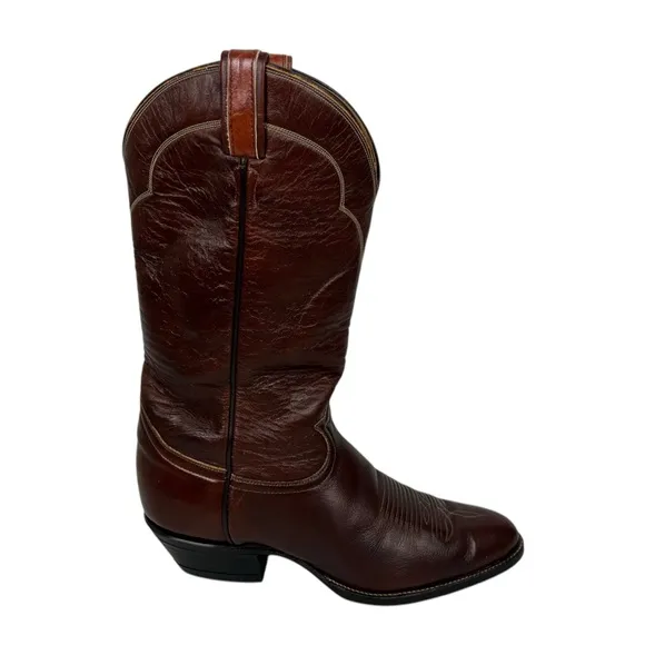 Tony Lama Cowboy Boots Style 5084 Mens 9 B Brown Leather Texas USA Vintage