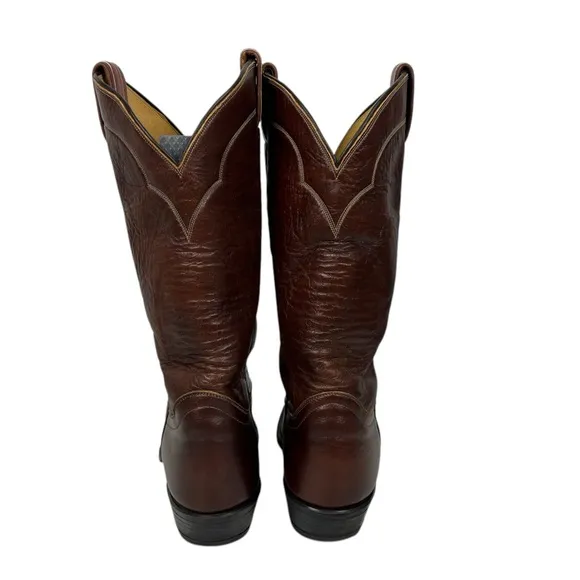 Tony Lama Cowboy Boots Style 5084 Mens 9 B Brown Leather Texas USA Vintage