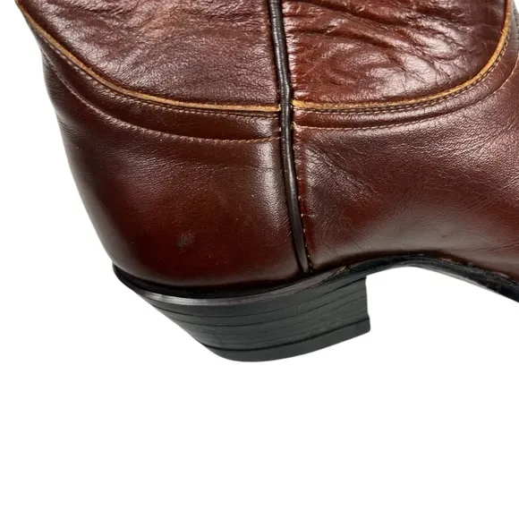 Tony Lama Cowboy Boots Style 5084 Mens 9 B Brown Leather Texas USA Vintage