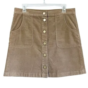Tory Burch Lucitano Tan Corduroy Mini Skirt‎ Size 8 Snap Button Front