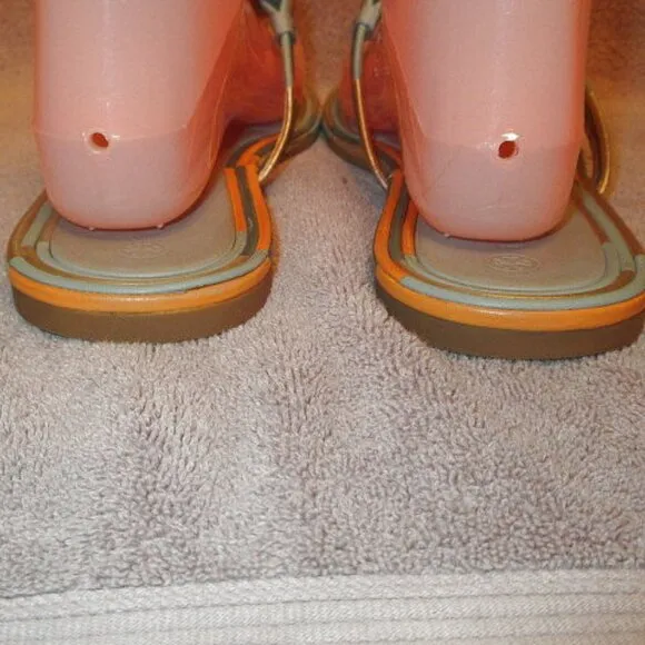 Tory Burch Mignon Miller Leather Sandals Size 11 Metallic Cloud Thong Flip Flop