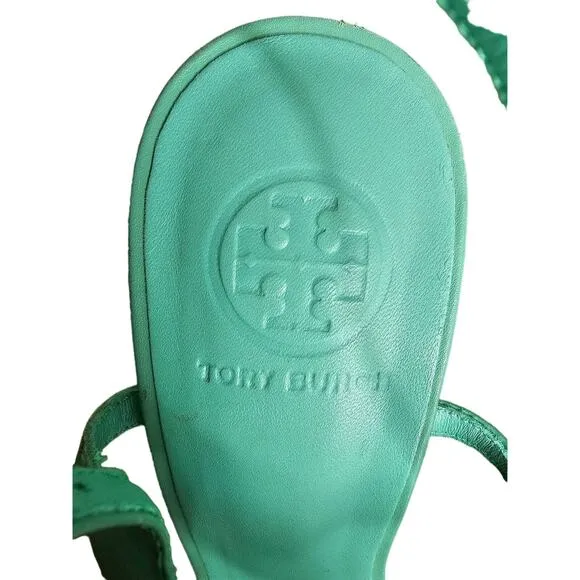 TORY BURCH Mint Green Leather Heeled Sandals size 10M