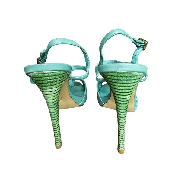 TORY BURCH Mint Green Leather Heeled Sandals size 10M
