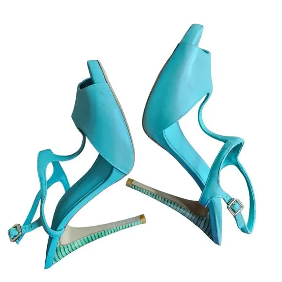TORY BURCH Mint Green Leather Heeled Sandals size 10M