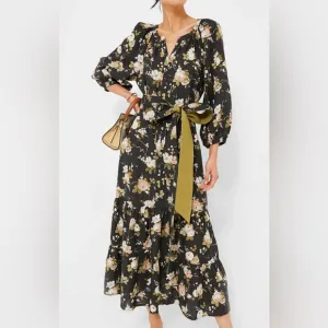 Tuckernuck midnight garden floral Lyles maxi dress Ladies size xl black