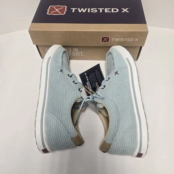 Twisted X Wrangler Women's Kicks Casual Shoes Iced Aqua Blue Corduroy WCA0100