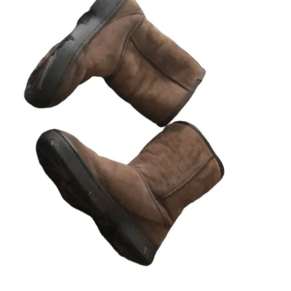 Ugg Australia Brown Suede/Leather Ultimate Short Sheepskin Boots Sz 5 F19009F