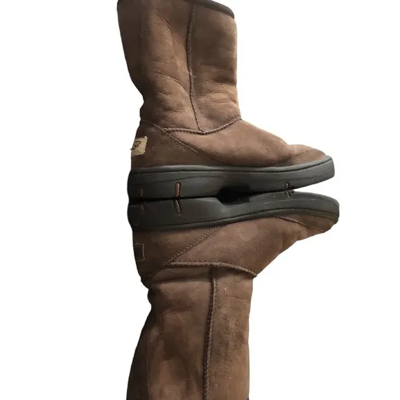 Ugg Australia Brown Suede/Leather Ultimate Short Sheepskin Boots Sz 5 F19009F