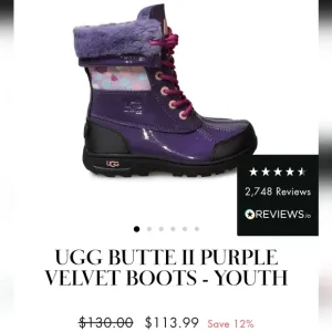 UGG Australia Butte II Sparkling Purple Velvet Boots Size US 4