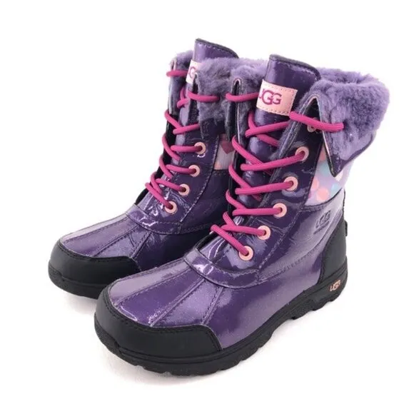 UGG Australia Butte Patent Leather Waterproof Winter Boots Kids 4