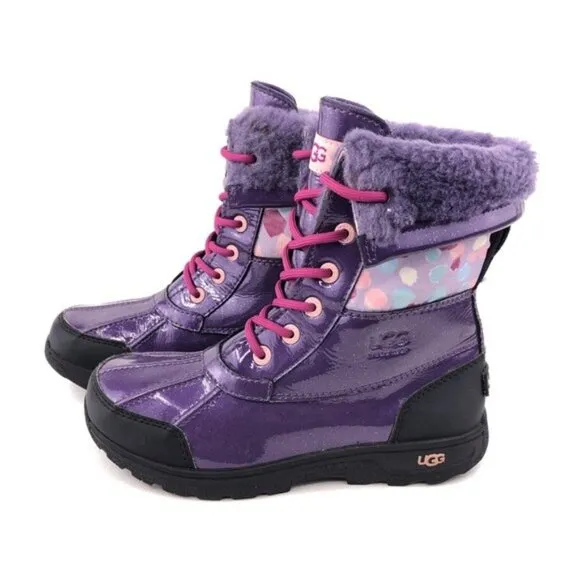 UGG Australia Butte Patent Leather Waterproof Winter Boots Kids 4