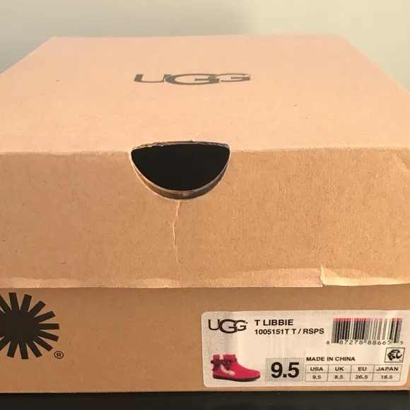 UGG Australia Libbie 1005151T Raspberry Suede, Bow Ankle Boots, Toddler Size 9.5