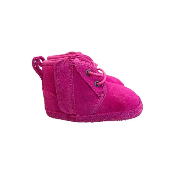 UGG Baby Boots Rock Rose Suede Sherpa lined Velcro Size 2/3 New