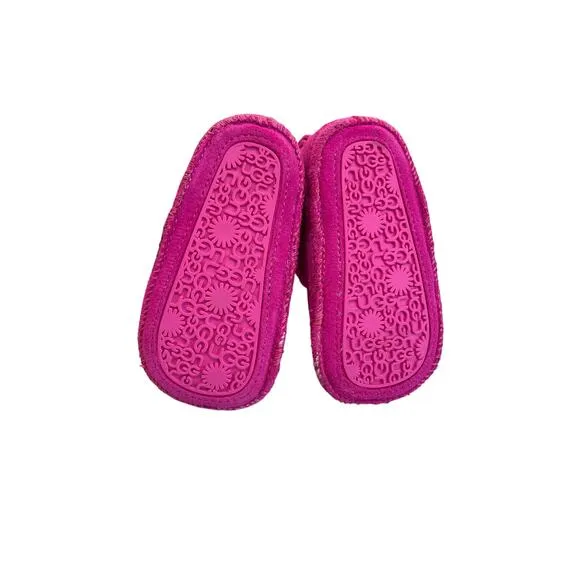 UGG Baby Boots Rock Rose Suede Sherpa lined Velcro Size 2/3 New