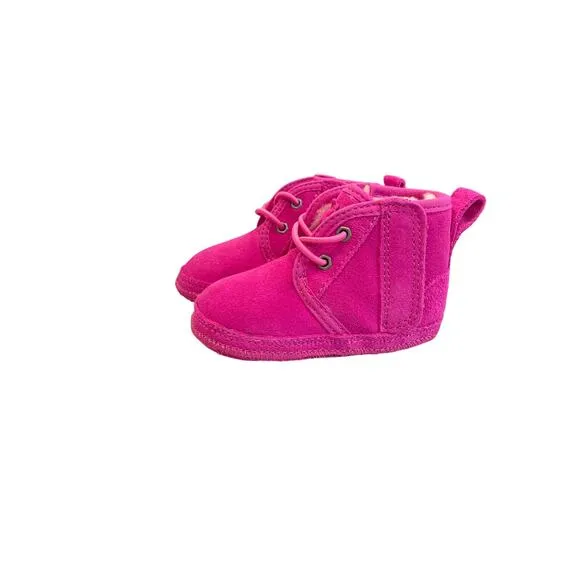 UGG Baby Boots Rock Rose Suede Sherpa lined Velcro Size 2/3 New