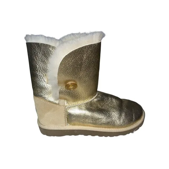 UGG Bailey Button Metallic Gold Boots Women's Size 5