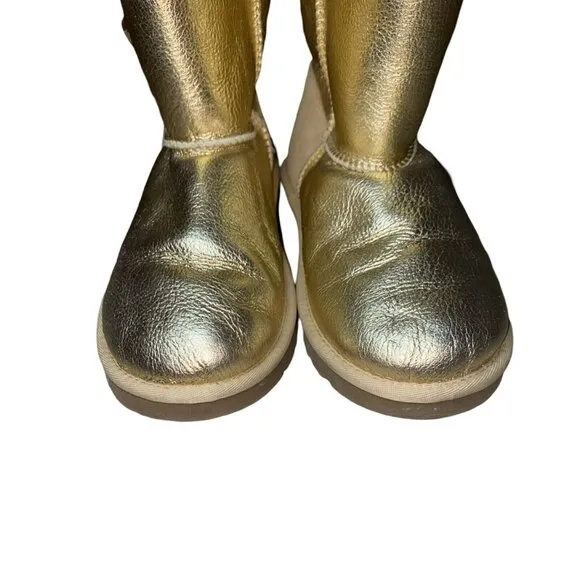 UGG Bailey Button Metallic Gold Boots Women's Size 5