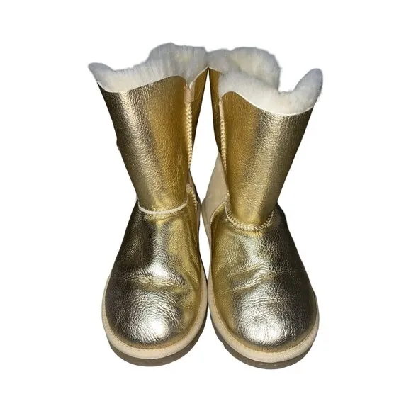 UGG Bailey Button Metallic Gold Boots Women's Size 5