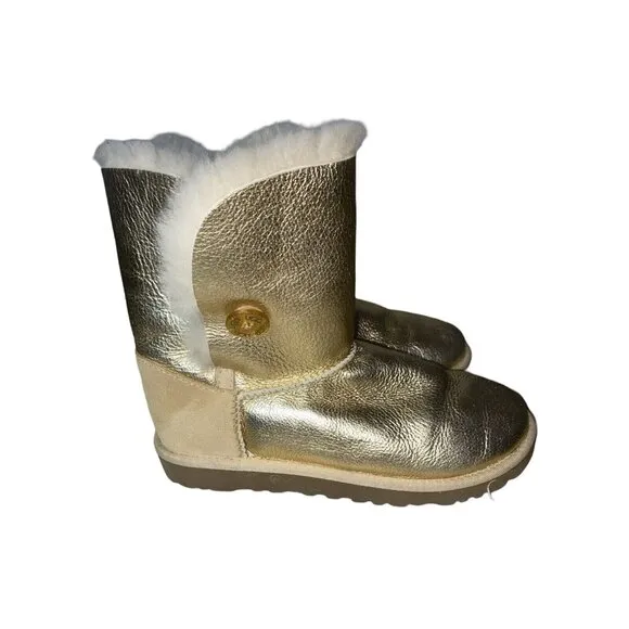 UGG Bailey Button Metallic Gold Boots Women's Size 5