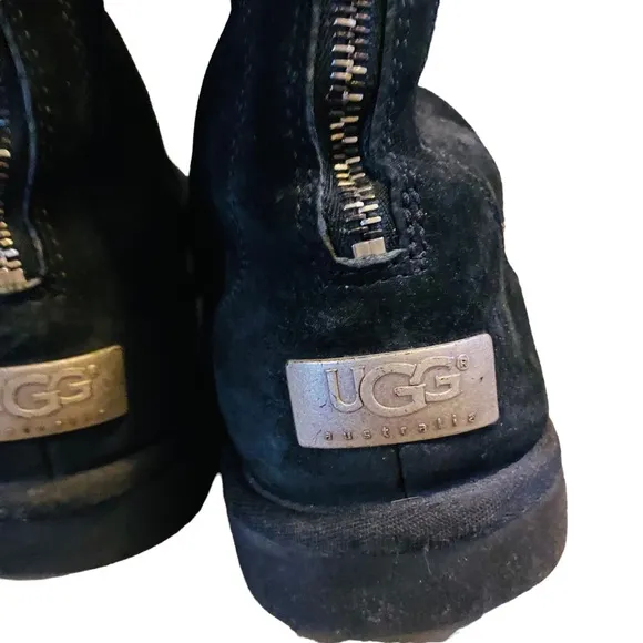 UGG Black Genuine Sheep Skin Back Zip Boots  9
