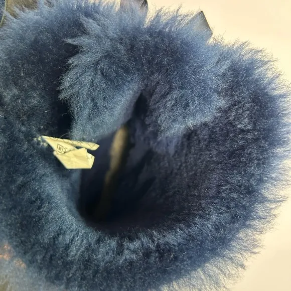 UGG Blue Suede Bow Shearling Boots