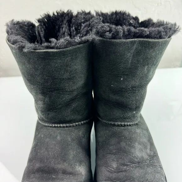 Ugg Boots Bailey Bow ll Solid Black Fur Lined Bow Back‎ Snow Winter Warm Knit