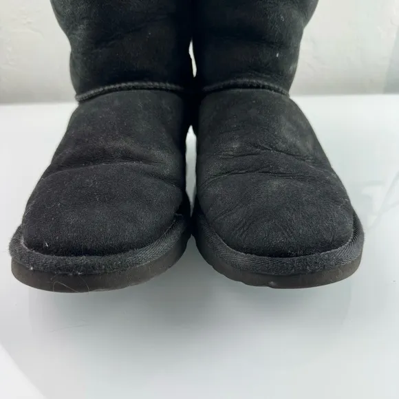Ugg Boots Bailey Bow ll Solid Black Fur Lined Bow Back‎ Snow Winter Warm Knit
