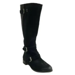 UGG Boots Size 7M Black Tall Two Toned Leather Cydnee Lined Distressed