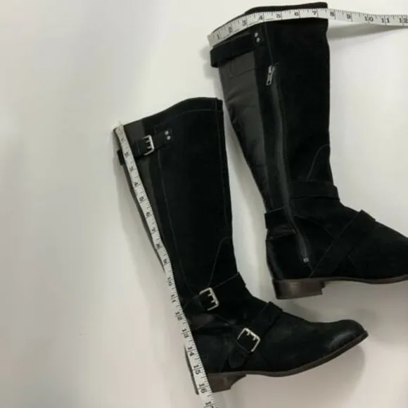 UGG Boots Size 7M Black Tall Two Toned Leather Cydnee Lined Distressed